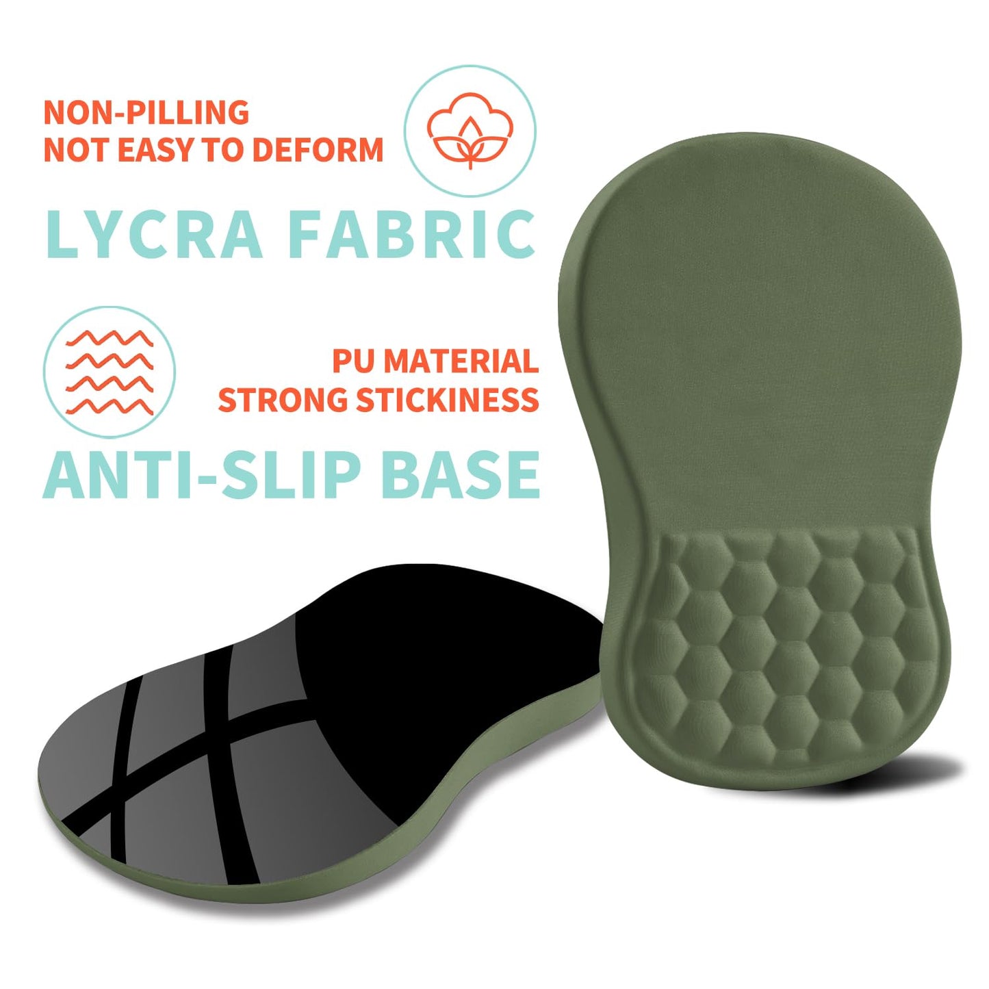 Kuosgm Ergonomic Mouse Pad Wrist Support with Memory Foam Massage Bulge, Carpal Tunnel Pain Relief Mousepad Wrist Rest for Mouse(12x8 inch,Olive Green)