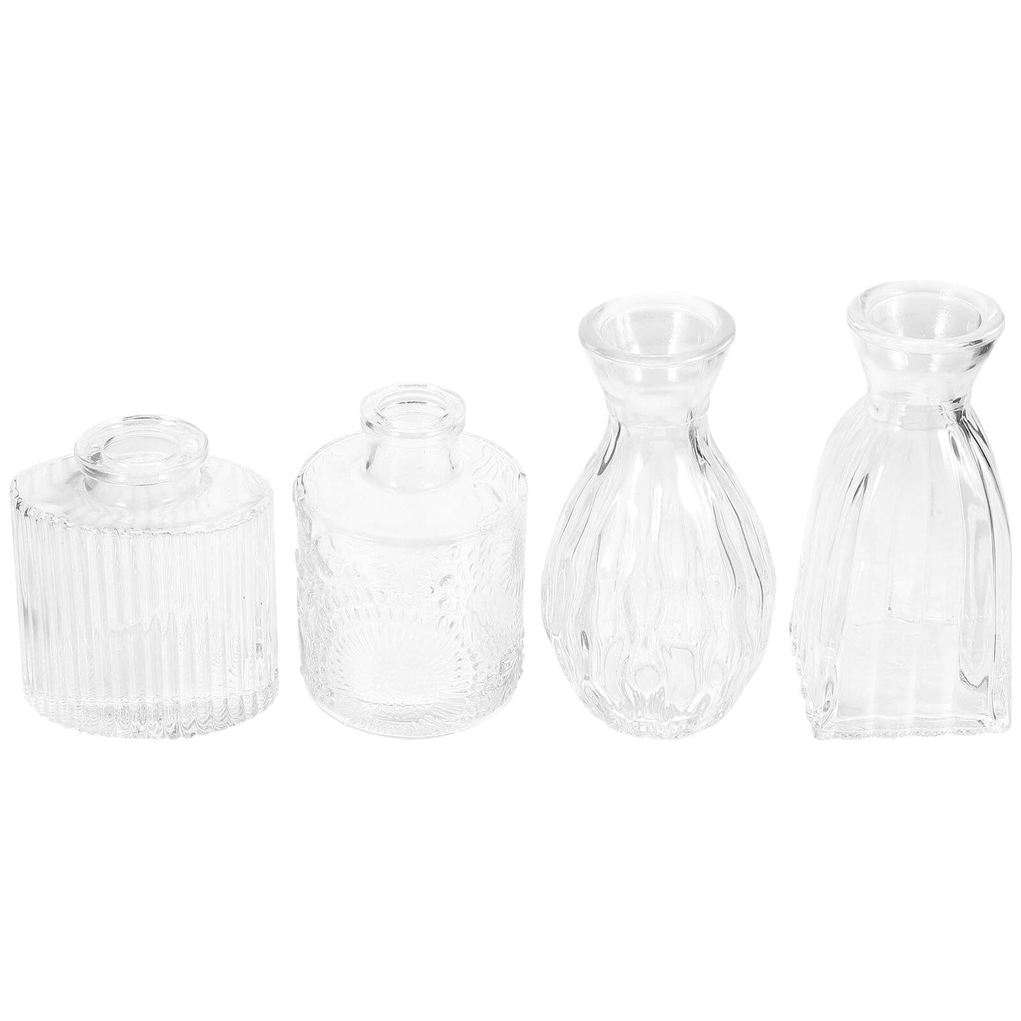 QUMIIRITY 4pcs Glass Hydroponic Vases Terrarium Flower Vase Set for Home Decor Table Centerpiece Glass Containers for Indoor Green Plants
