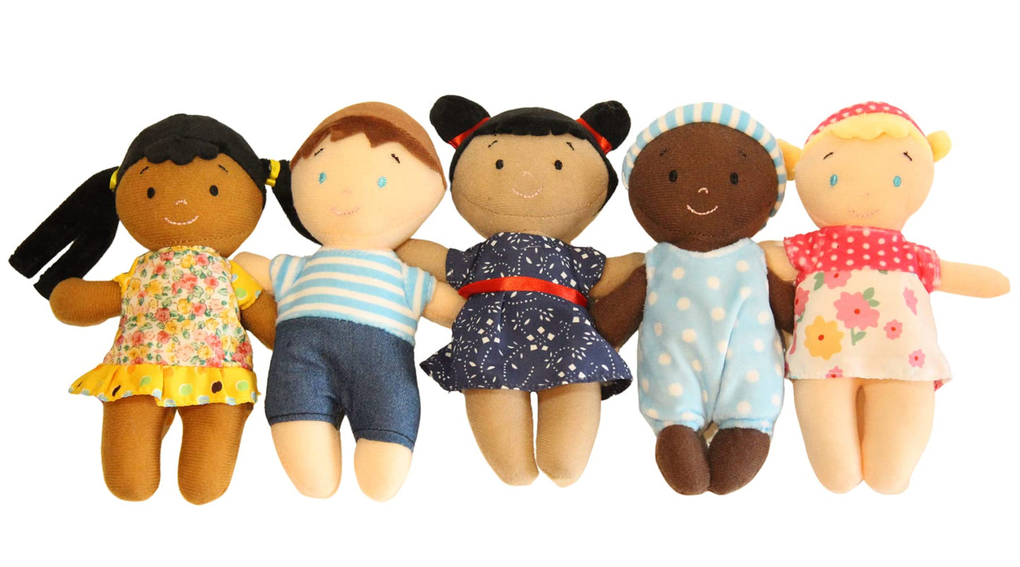 Making Believe Diversity Buddies - Multicultural Plush Dolls Set, Diversity Toys for Kids - Daycare & Home, 8" - 5 Pcs