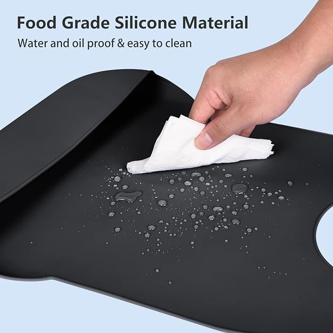Adult Bibs for Men, Women, Elderly- Silicone Adult Bib for Eating - Washable Bibs with Crumb Catcher (Black)