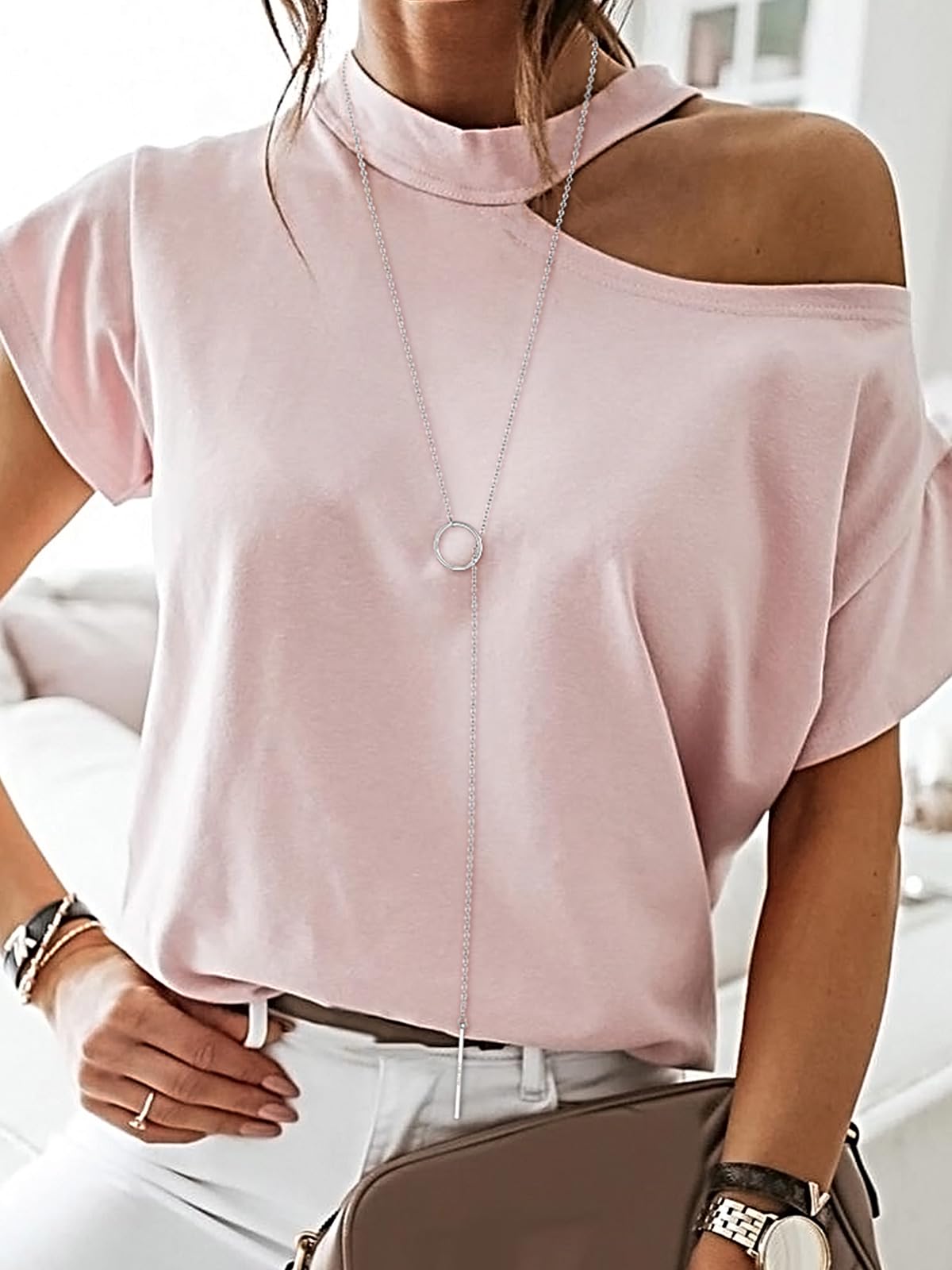 FOCALOOK Long Necklaces for Women Customized Engraved Drop Vertical Bar Pendant Lariat Y Necklace 28inch/73cm