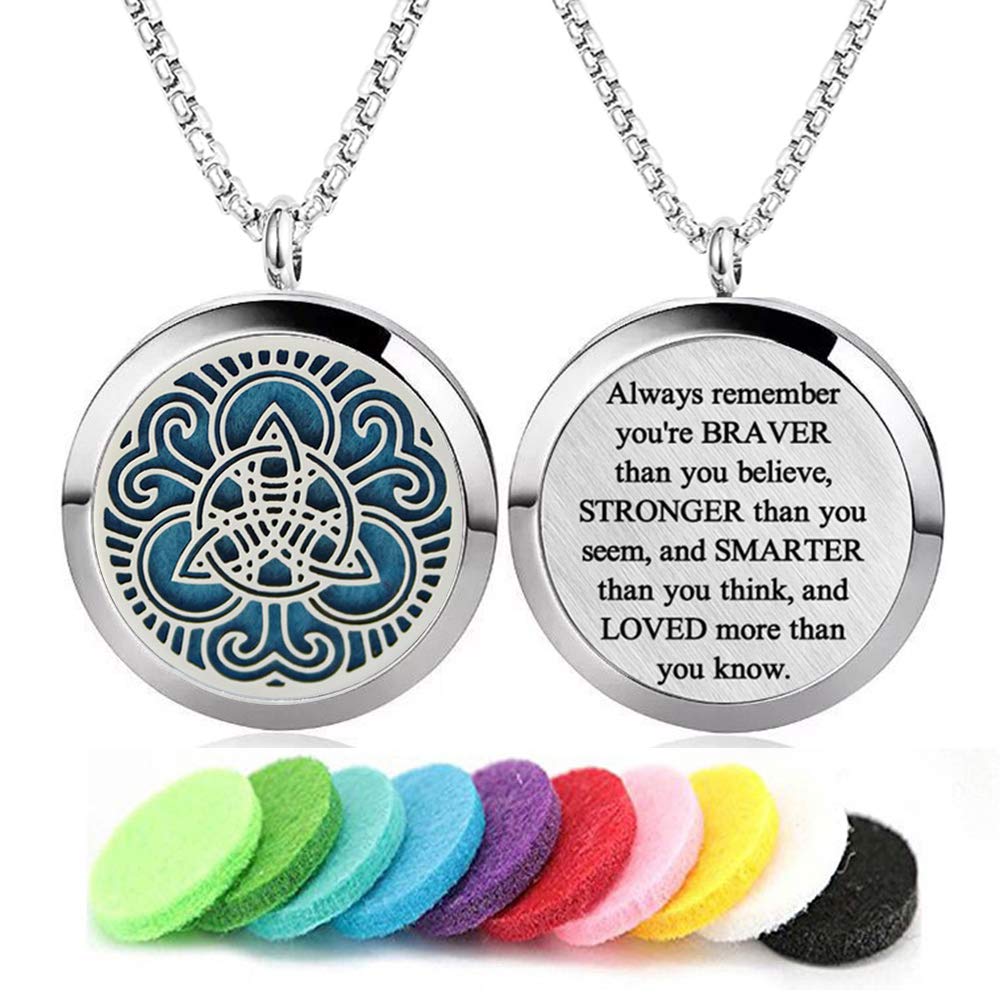 Aromatherapy Essential Oil Diffuser Necklace Stainless Steel lnspirational Locket Pendant(Celtic Knot)