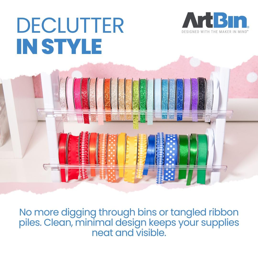 ArtBin Ribbon Storage Rack | Ribbon Spool Holder | Ideal for Craft Rooms & Studios, Gift Wrapping Stations, Small Craft Shops, Boutiques - White