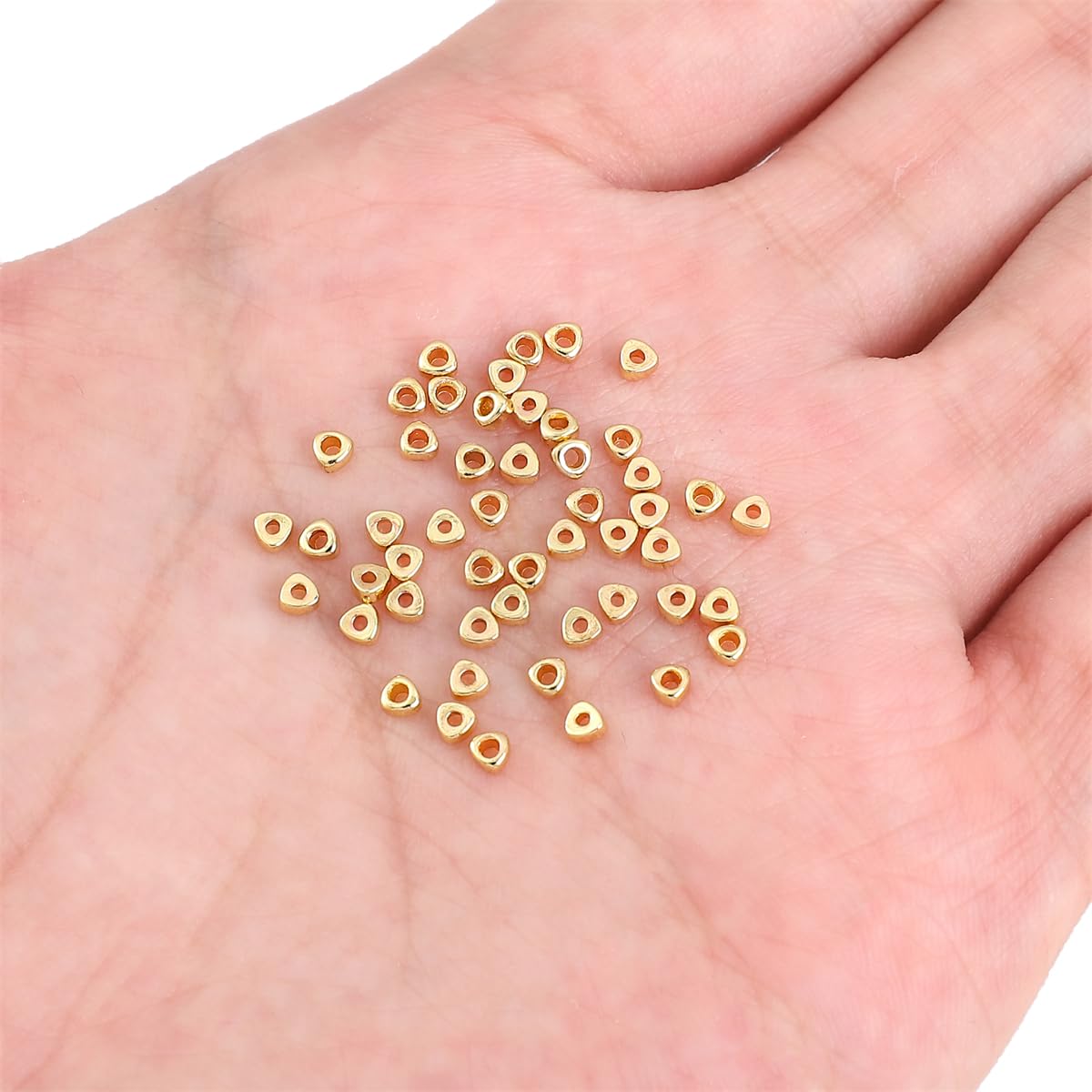 BEADIA 14K Gold Plated Triangle Spacer Beads 2.5x1.5mm 50pcs for Jewelry Making Findings Non Tarnish