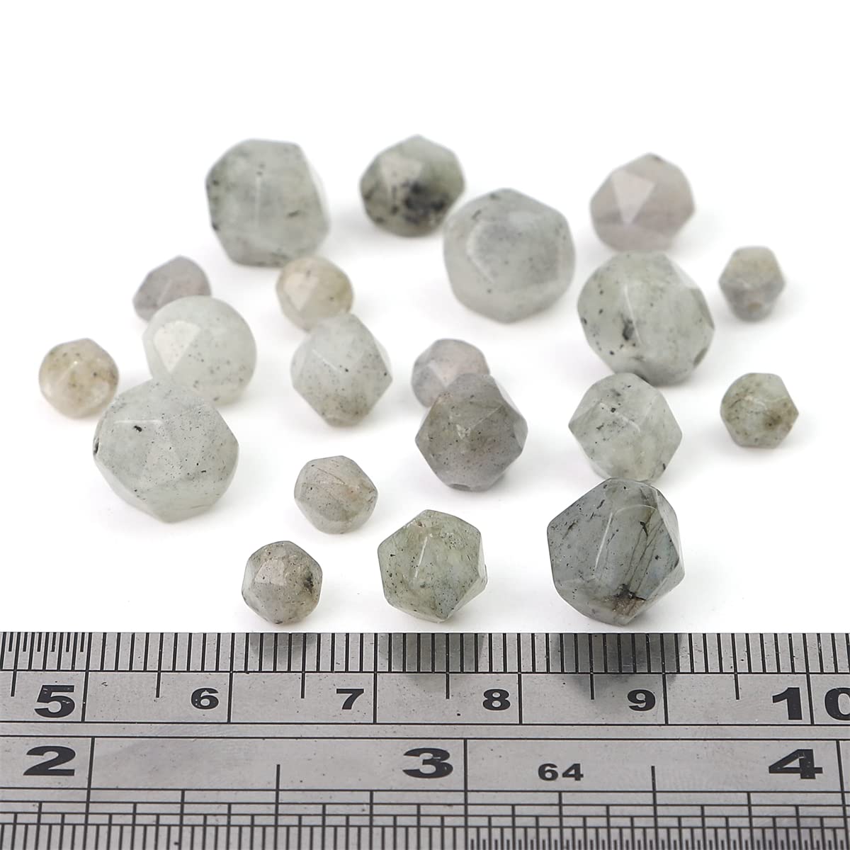 BEADIA Faceted Natural Spectrolite Stone Round Beads 8mm 36cm/Strand for Jewelry Making