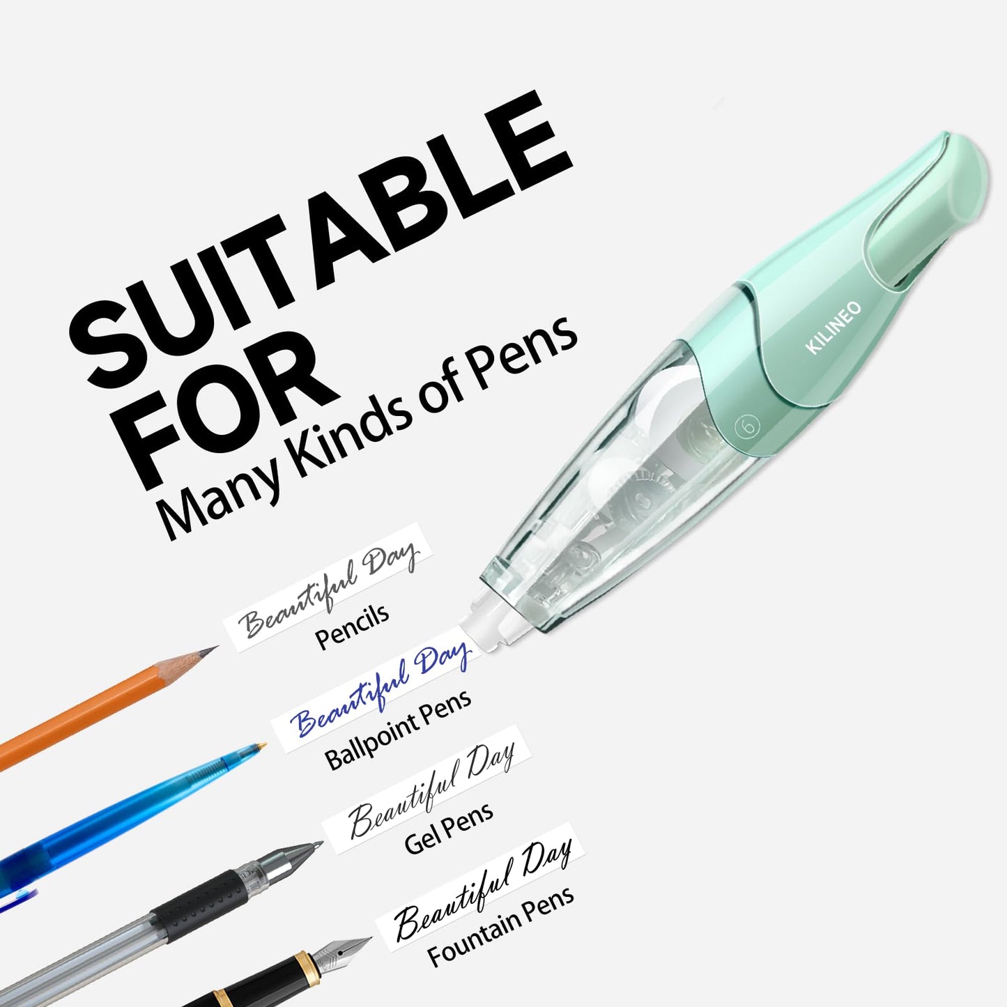 KILINEO Refillable Retractable White Correction Tape, Pen Shaped White Smooth Pull Out Japanese Aesthetic Cute Correction Tape for Office Supplies, 4 PCS (ZH-67)