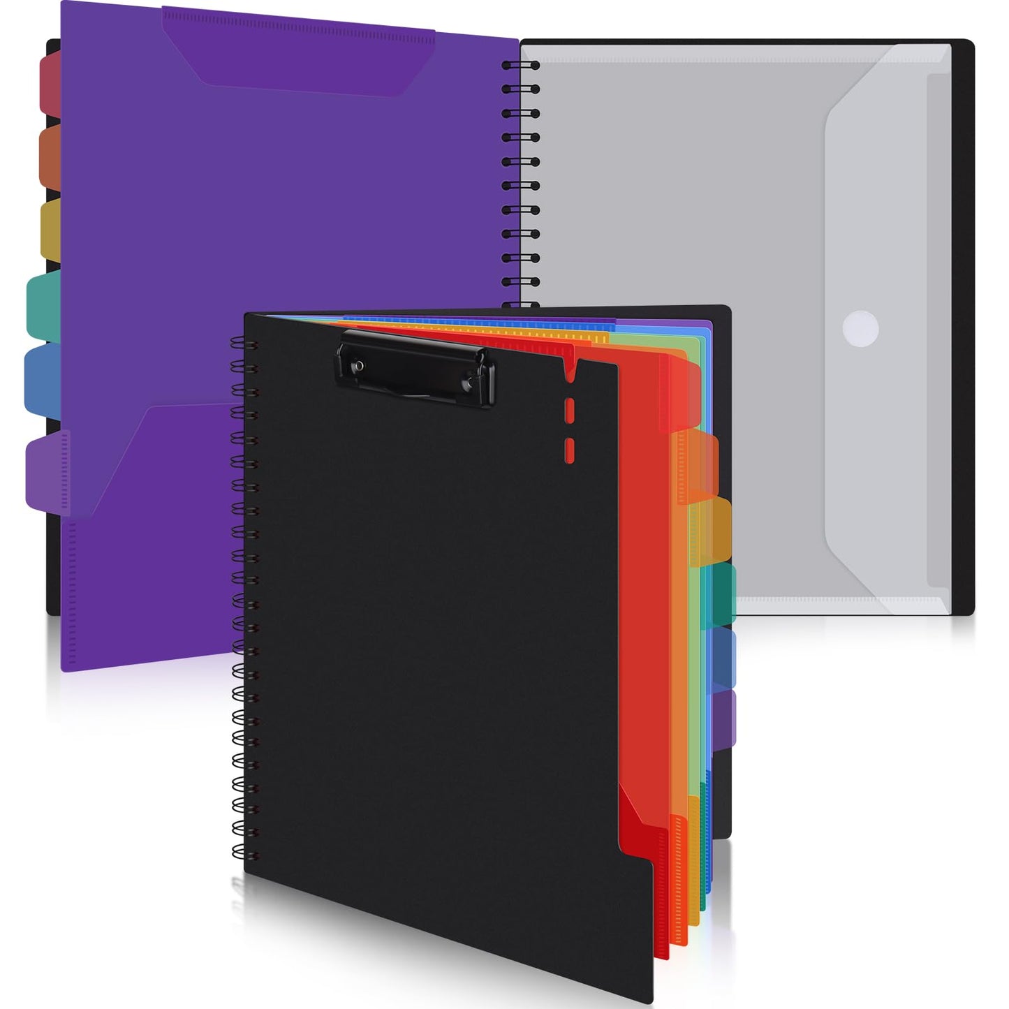 Uquelic Clipboard with Folder Organizer, 12 Pockets Project Organizer - Refillable Lined Notepad (11" x 8.5"), Hardcover Project Organizer with Stay-Put Tabs (Macaron 1 Pack)