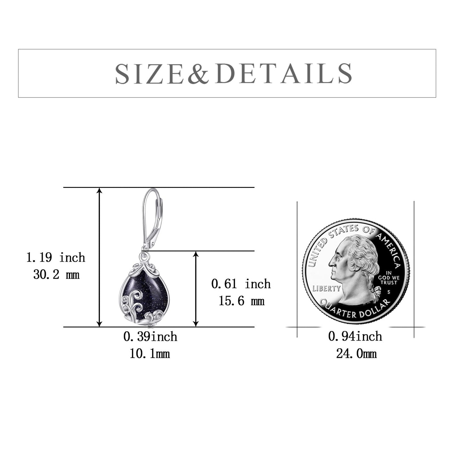 POPLYKE Blue Sand Filigree Teardrop Drop Dangle Earrings Sterling Silver Leverback Earrings Blue Sand Jewelry Gifts for Women