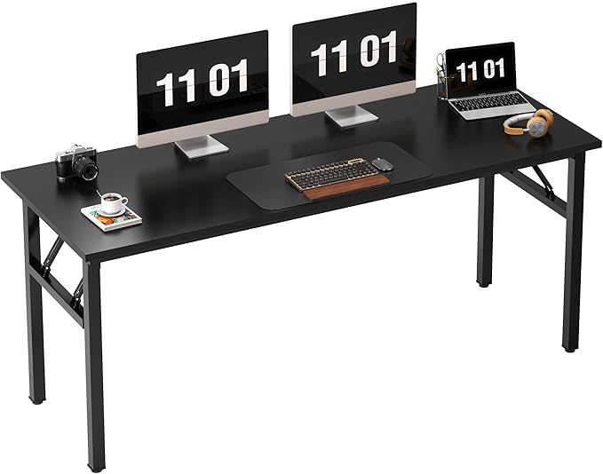 Need Computer Desk Office Desk 62 inches Folding Table with BIFMA Certification Computer Table Dining Table No Install Needed, Black