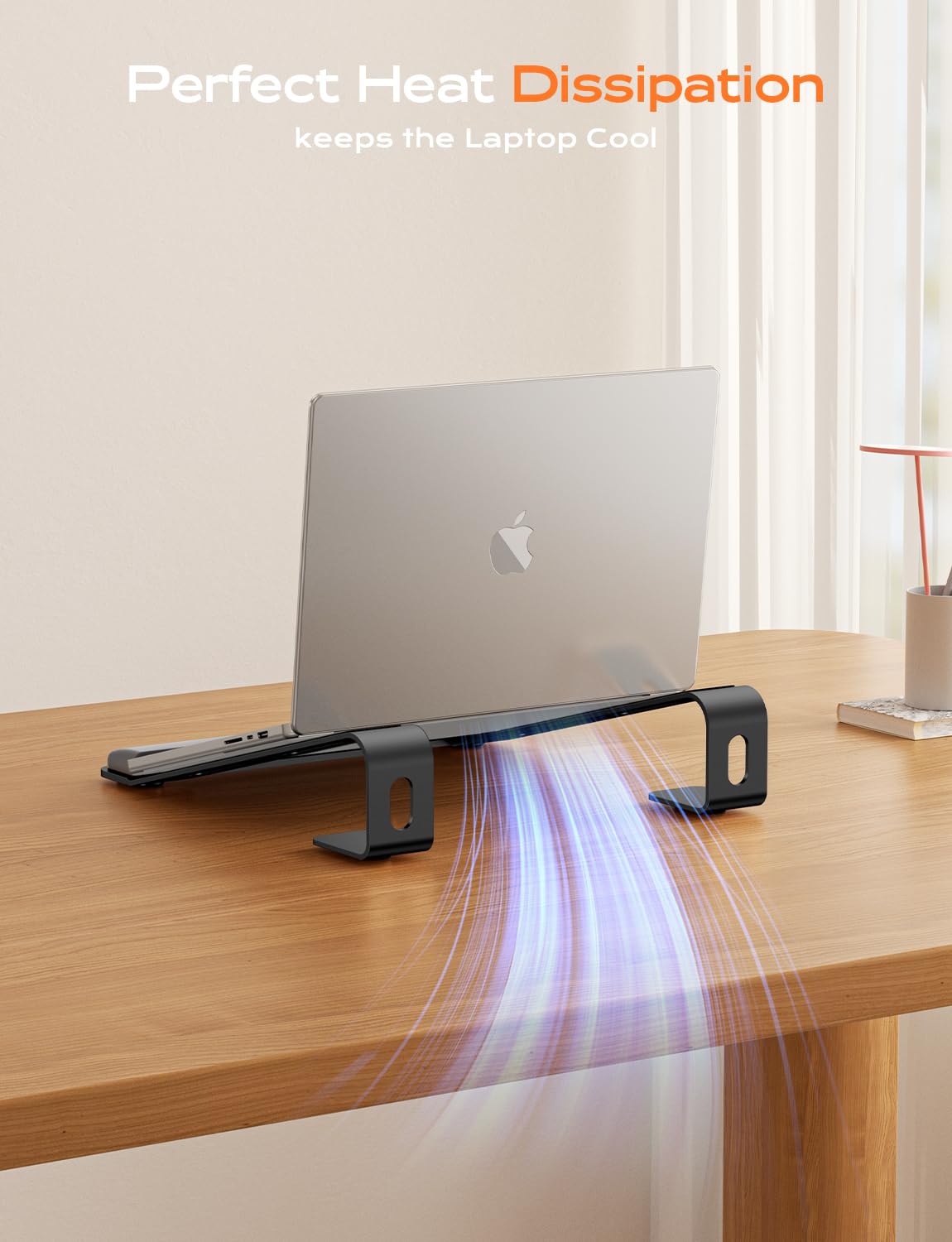 LOXP Laptop Stand for Desk, Metal Laptop Stand with Wrist Support, Ergonomic Detachable Laptop Riser, Aluminum Lectern, Computer Stand for MacBook Air Pro, HP, Dell, XPS, HP (10-17") Laptops - Black