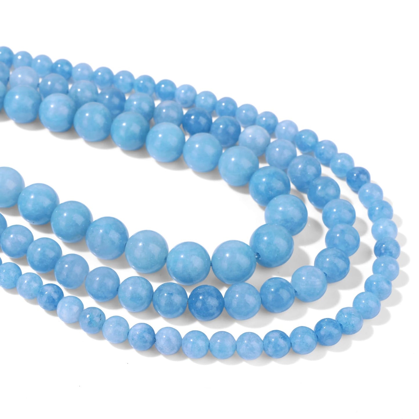 40pcs 10mm Natural Aquamarine Gemstone Beads Healing Crystal Round Loose Stone Beads for Jewelry Making, Crystal Stone Beads for Bracelets Necklace Earrings Making
