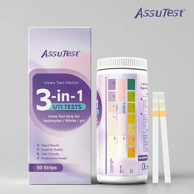UTI Test Strips - 3-in-1 Advanced Urinary Tract Infection Home Testing Testing Kit Detection with Accurate Leukocytes, Nitrite, and PH Readings, Simple at-Home Urine Test Strips, 50ct