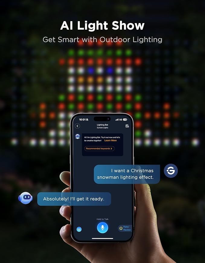 Govee Outdoor Net Lights, 2.8*9.4ft with RGBIC and DIY Functions, 480 LEDs Smart Net Lights with 64 Modes for Bush Patio Decor, Compatible with Alexa & Google Assistant, Outdoor Waterproof, Green Wire