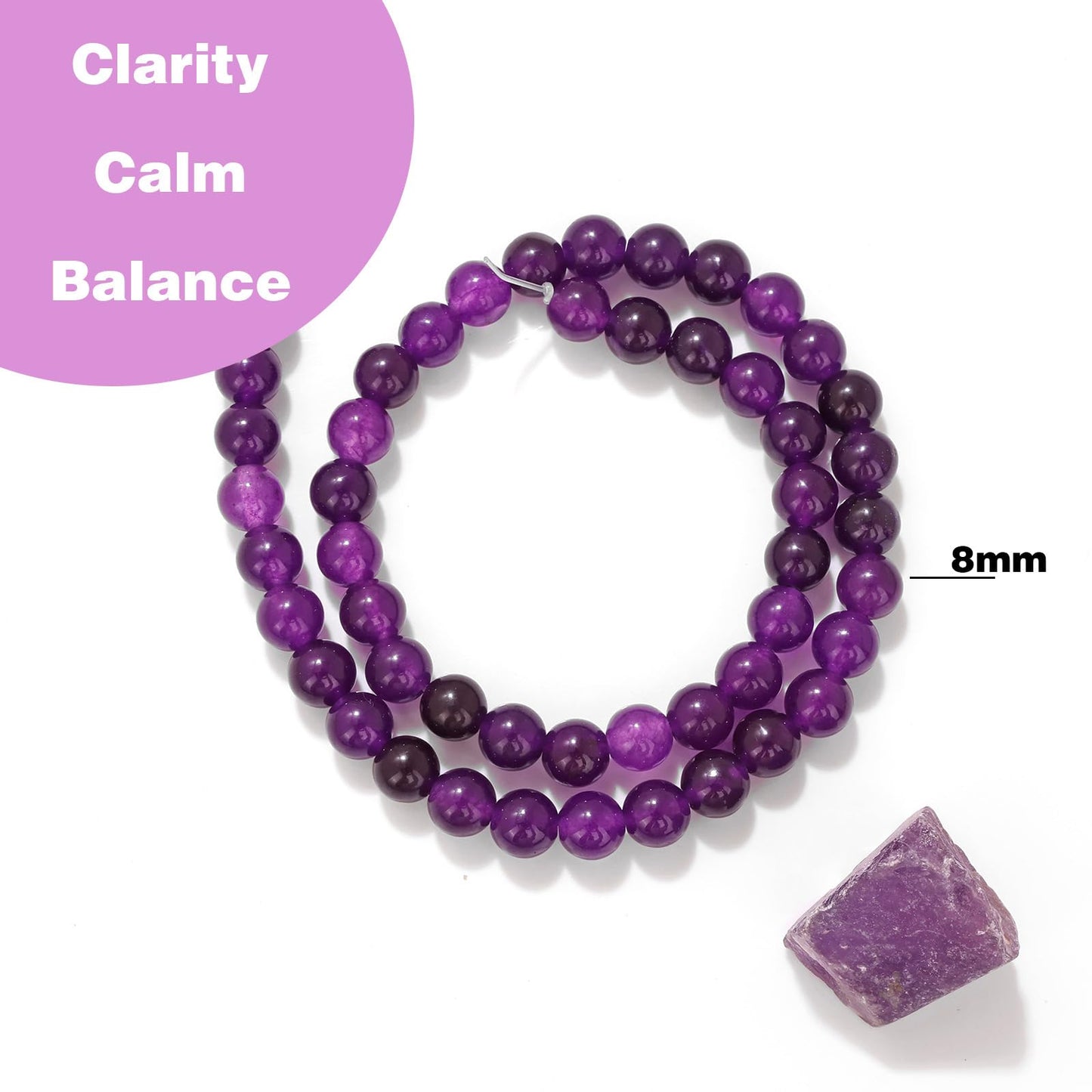 Raicegs 100pcs 8mm Amethyst Beads Natural Gemstone Beads Round Loose Beads for Jewelry Making DIY Bracelets Necklace
