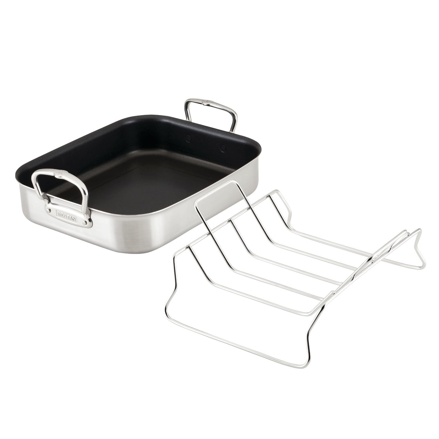 Hestan Provisions – 14.5" Classic Clad Nonstick Roasting Pan with Stainless Steel Rack