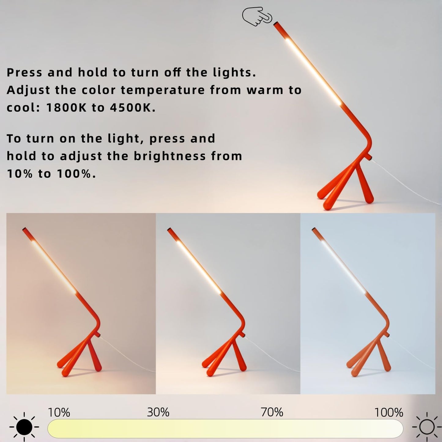 Simisand LED Creative Desk Lamp with USB Tybe-c Stepless Dimmable Eye Caring Desk Light for Home Office Bedroom Bedside College Dorm, Reading Lamp,Decorative Gift Table Lamp Red Orange