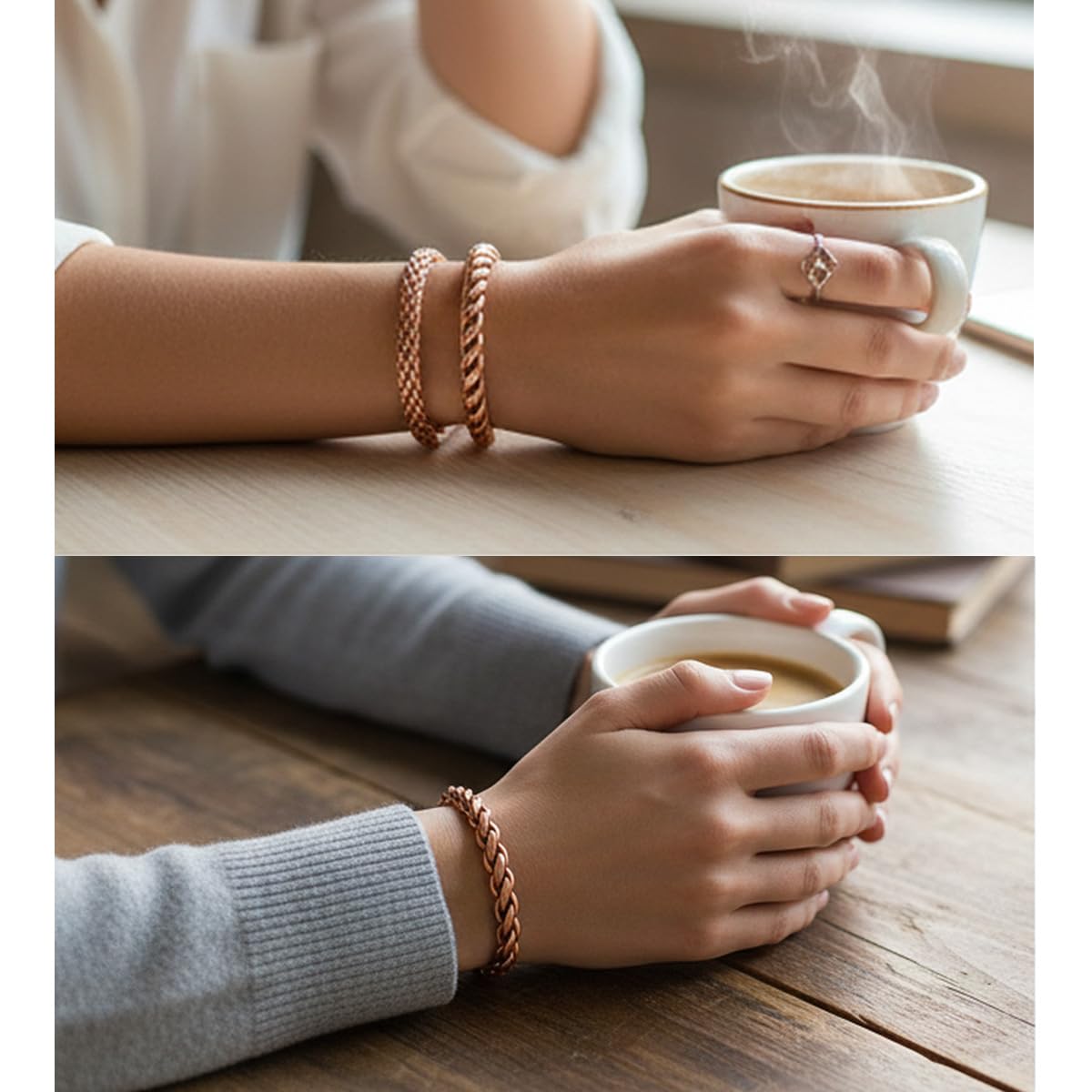 Touchstone copper bracelets | gift for men women |adjustable 100% pure solid real magnetic jewelry | handmade bracelet set combo | rope braided tibetan bangles. Set of 3 different designs