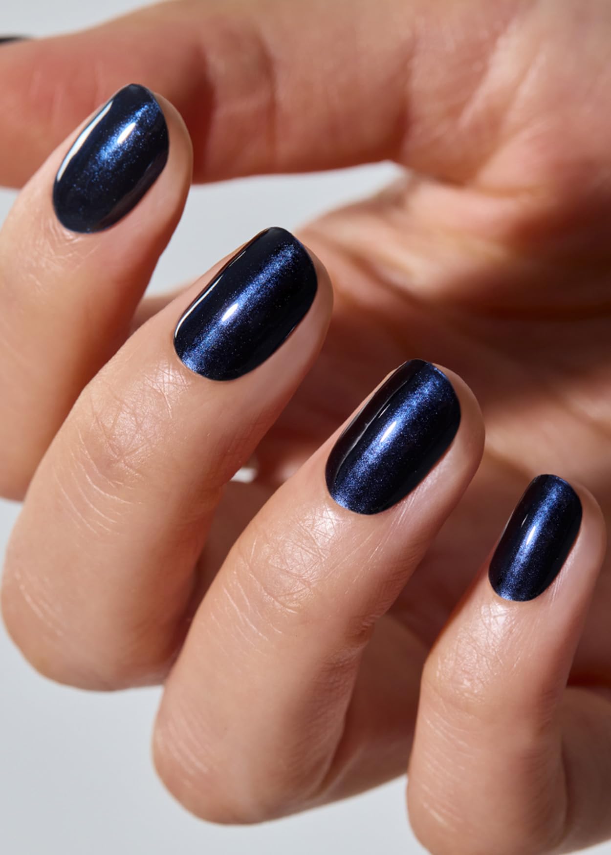 ohora Semi Cured Gel Nail Strips (N Navy Chrome) - Works with Any Lamps, Salon-Quality, Long Lasting, Easy to Apply & Remove - Includes 2 Prep Pads, Nail File & Wooden Stick