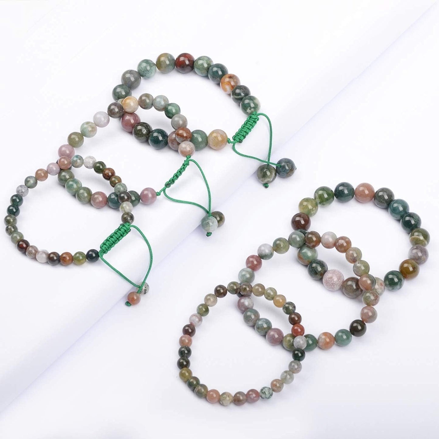 About 45pcs 8mm Natural Stone Beads Indian Agate Beads Energy Crystal Healing Power Gemstone for Jewelry Making, DIY Bracelet Necklace