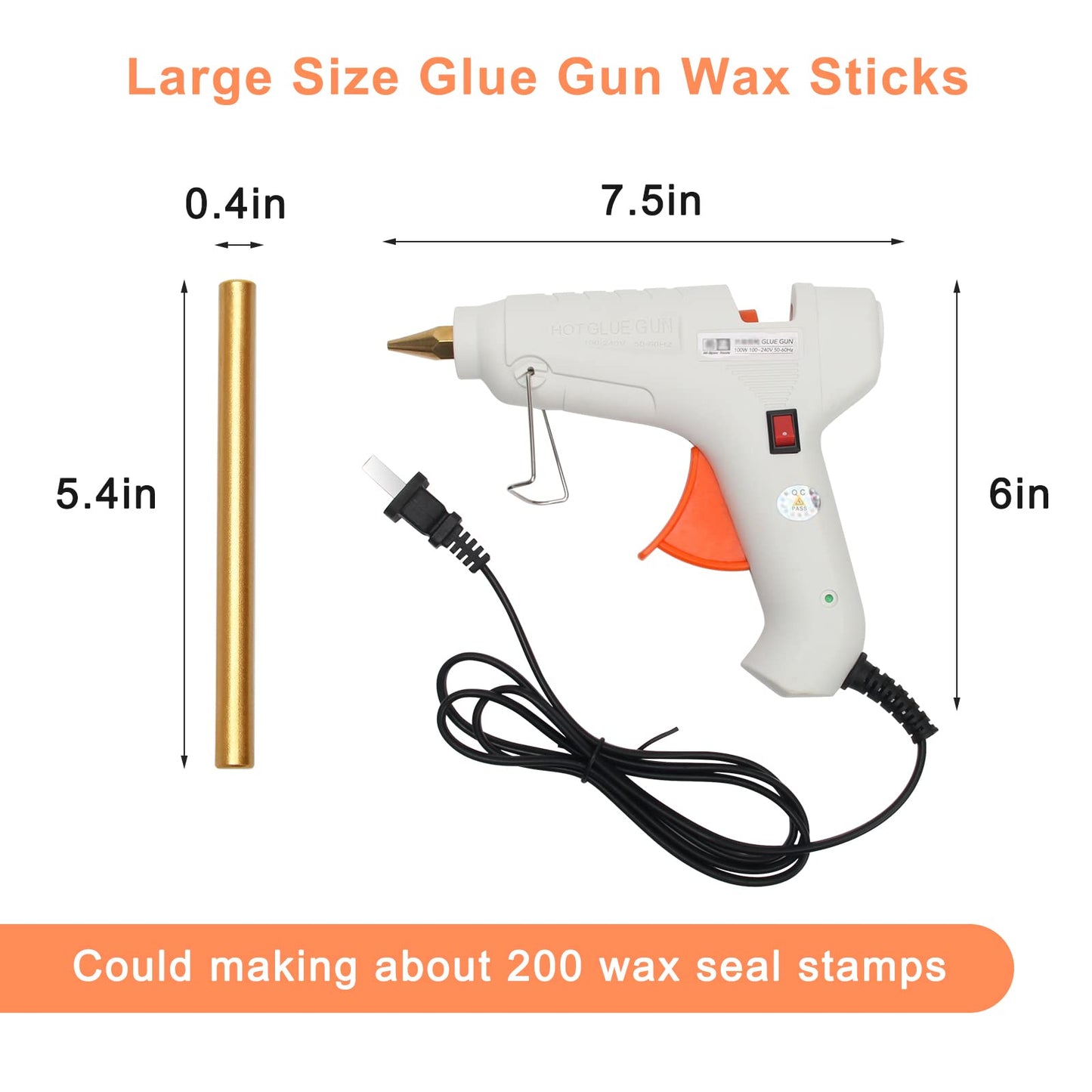 Sealing Wax Sticks 12P with Glue Gun, Luxiv 5.4" Sealing Waxs Stick 10MM Fire Manuscript Glue Gun Wax Seal Stamp for Wedding Invitations, Envelopes, Package Seal Waxs Sticks (Gold)