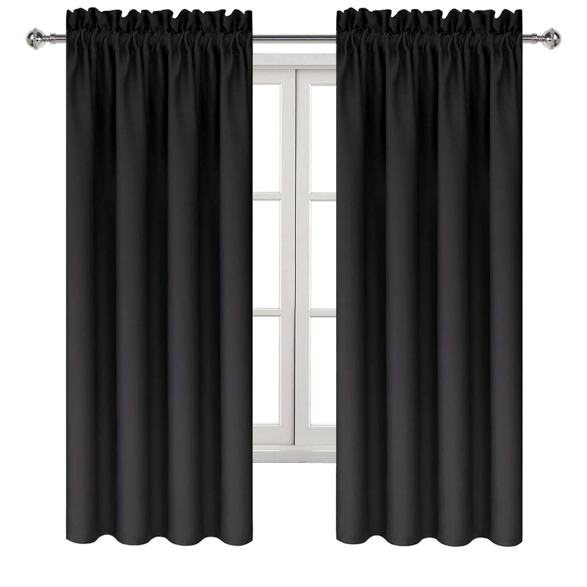 Blackout Curtains for Bedroom Living Room 42 x 63 Inch Long Black