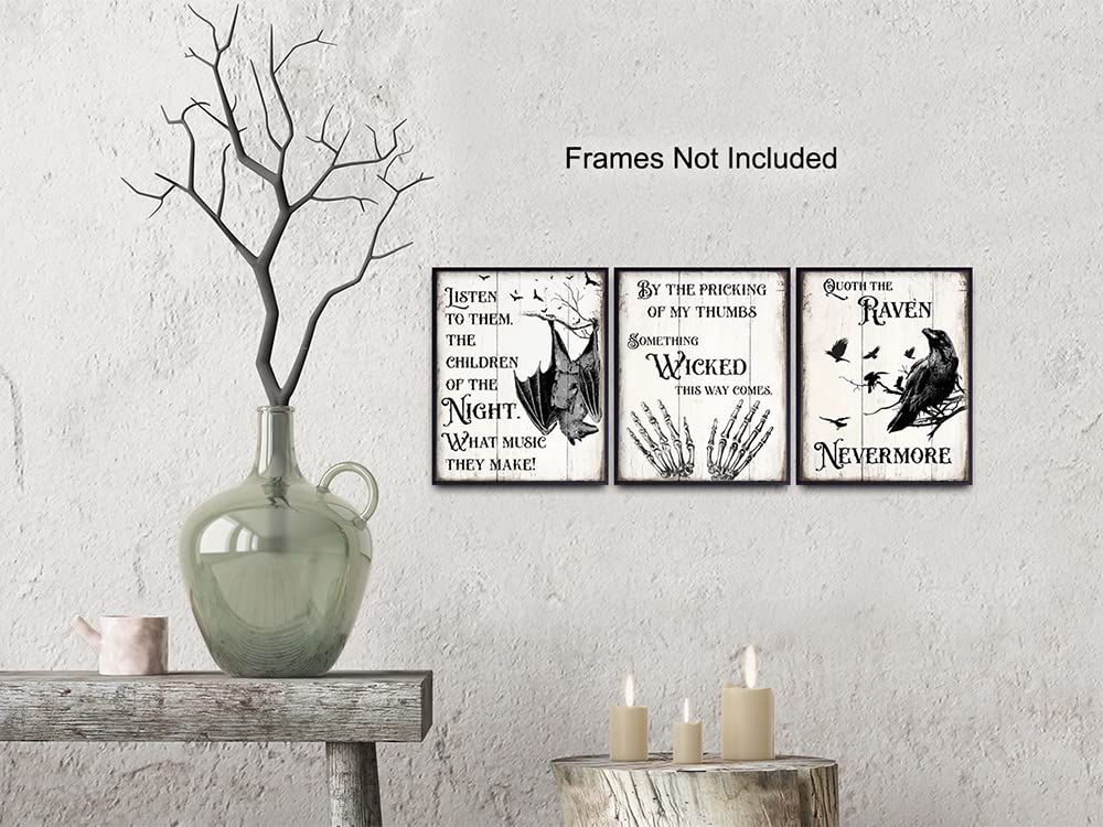 Gothic Edgar Allan Poe Decor - The Raven Wall Art - Dracula, Wicca, Vampire Bat, Witch, Witchcraft, Black Magic Supplies - Classroom Decor - Wiccan Pagan Gift - Creepy Spooky Medieval Goth Poster