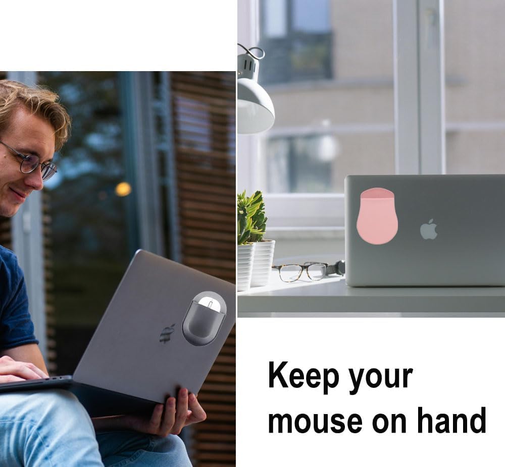 AIQIBAO Reusable Adhesive Universal Stick-On Holder, Travel Pocket Pouch for Laptop, Wireless Mouse Holder (Gray)
