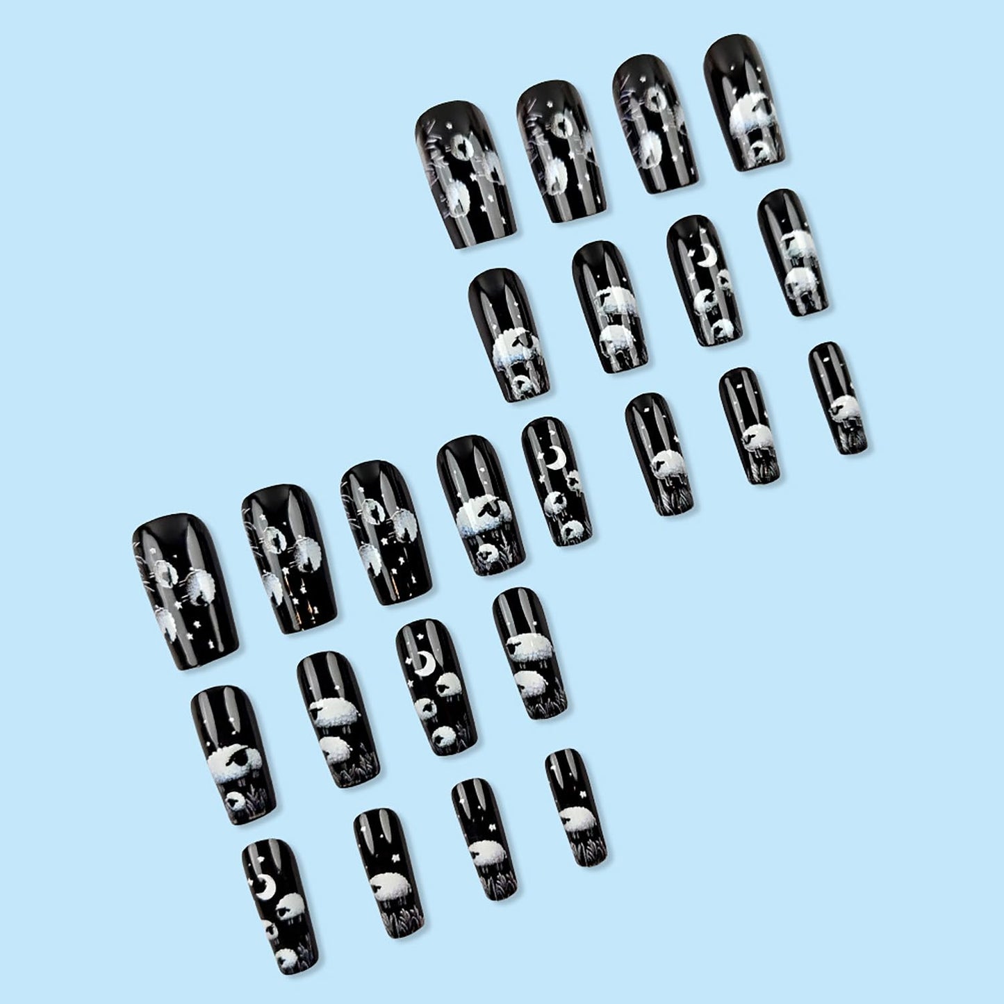 FIEONCIY Press on Nails Square Medium Length Glossy Full Cover Acrylic Square Shaped False Nails with Designs Artificial Short Coffin Fake Nails with Charms Glue ons Fingernails for Women(CY932)