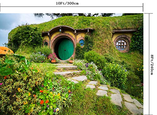 10X8FT Fantasy Rural Green Cabin Backdrop Birthday Party Banner Background Baby Shower Photography Seamless Vinyl Photo Studio Prop PGT546C - size: 10'X8'