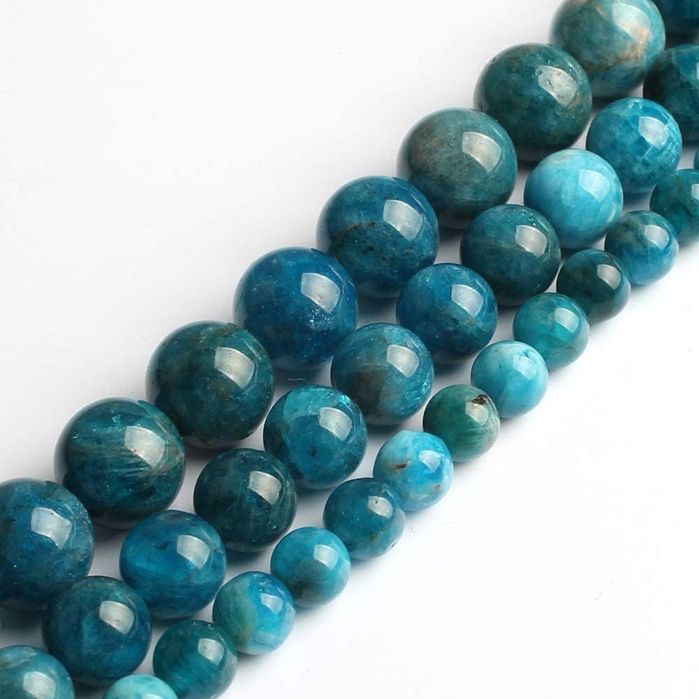 Yochus 45pcs Blue Apatite Stone Beads，8mm Healing Power Natural Stone Round Loose Beads for Jewelry Making Earring Necklace DIY Crafts