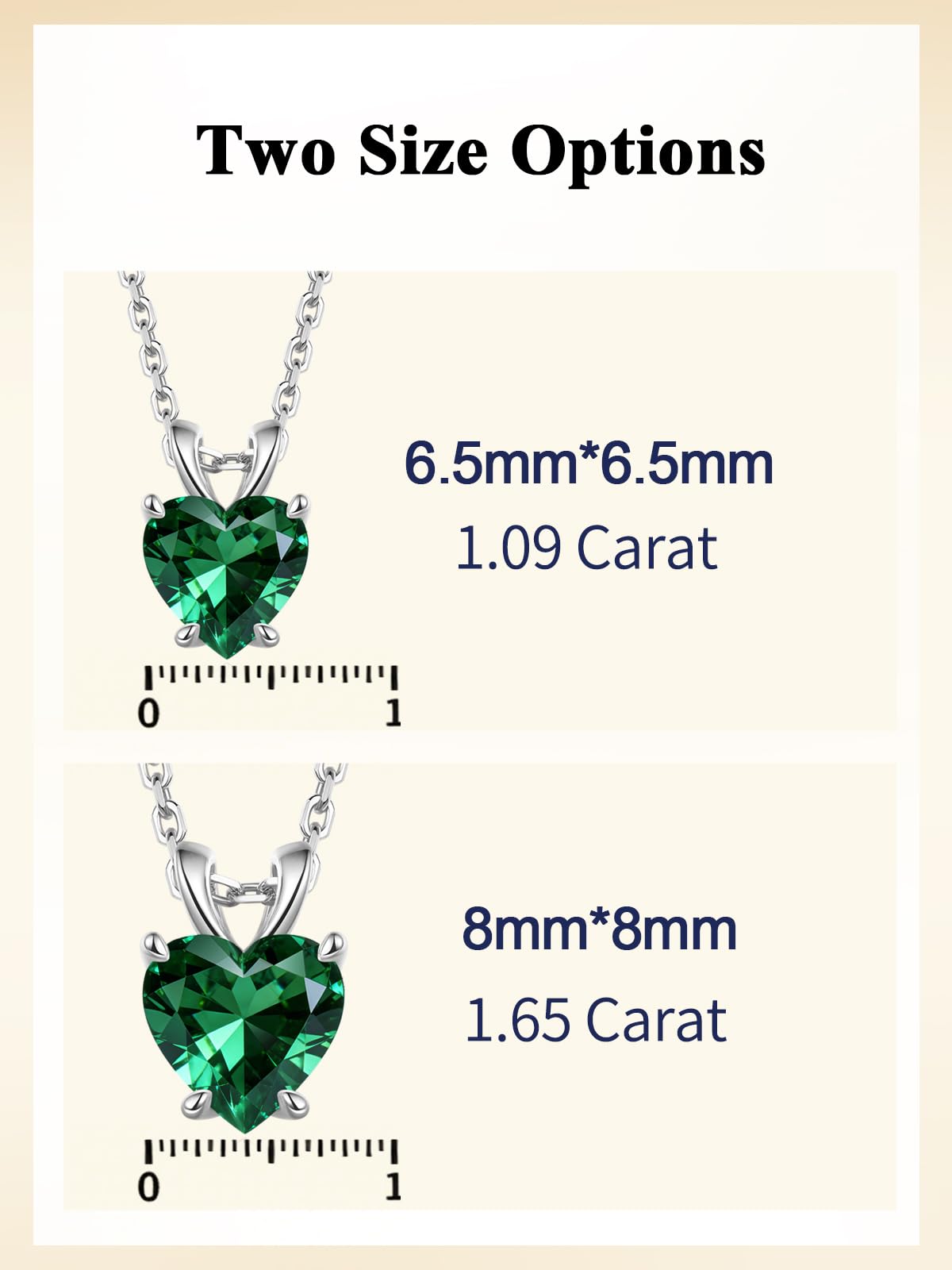 CYW 1 Carat Green Emerald Small Heart Necklace for Women 925 Sterling Silver Solitaire Pendant Necklace