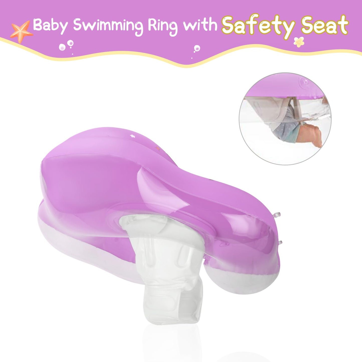 WYRIAZA Baby Float with Canopy Baby Pool Float with Canopy Toddler Swimming Float for Pool 12-24 Months Toddler Swim Float Infant Pool Floats 3-6 Months