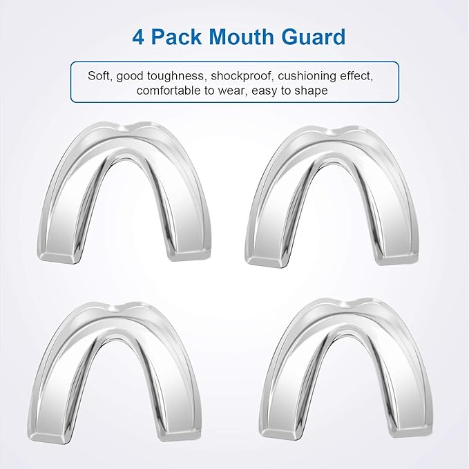 4 Pack Kids Mouth Guard for Grinding Teeth & Clenching, Eliminates TMJ, Stops Bruxism, Athletic Night & Sport Guard (Kid Size)