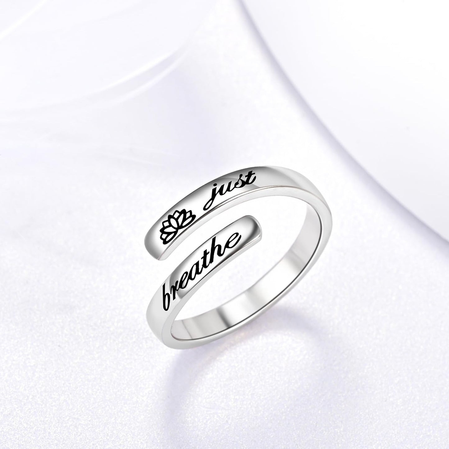 S925 Sterling Silver Inspirational Jewelry Rings Adjustable Ring Personality Encouragement Gift for Teens Women