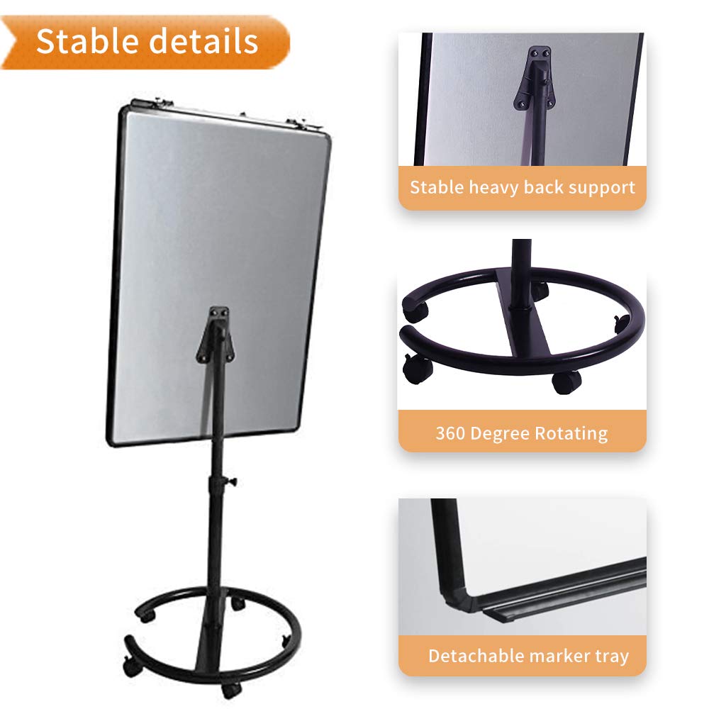 VIZ-PRO ECO Magnetic Mobile Whiteboard/Flipchart Easel, Black, 28 X 40 Inches