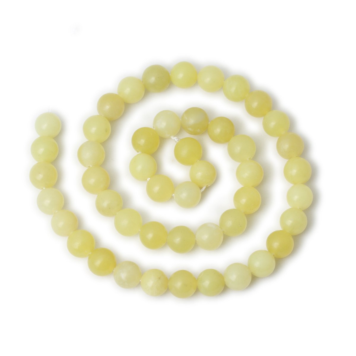 CHEAVIAN 45PCS 8mm Natural Yellow Lemon Jade Gemstone Round Loose Beads for Jewelry Making DIY Findings 1 Strand 15"
