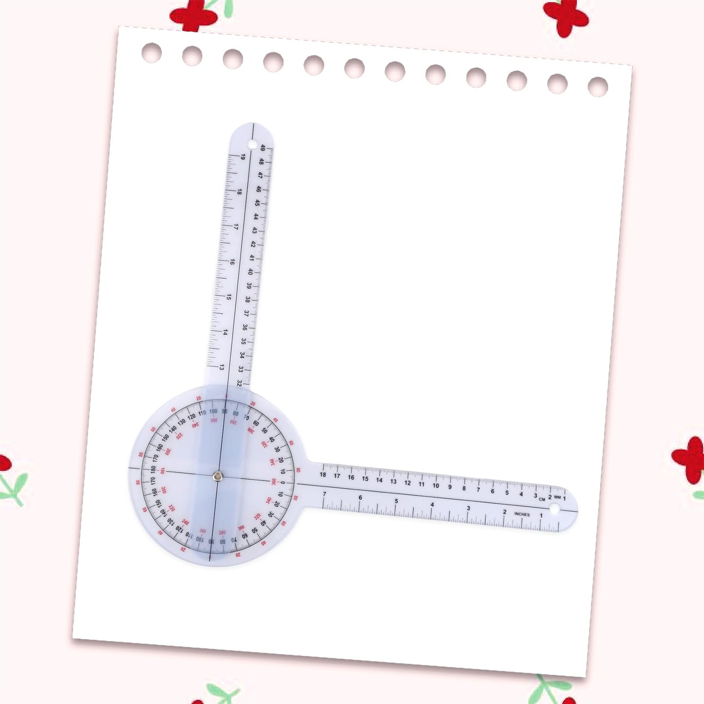 6pcs Goniometer Set, 360 Degree Transparent Finger Protractor 6/8/12 Inch Angle Ruler Measurement Tool for Physical