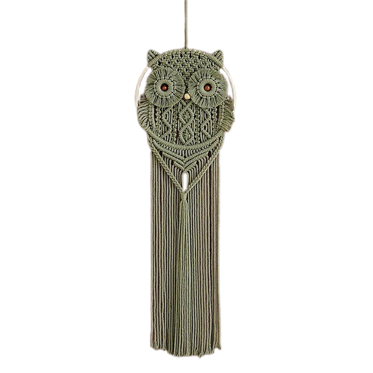 Tissting Cotton Macrame Owl Wall Art - Hand-Woven Boho Decor for Bedroom, Living Room Nursery with Easy Hanging, Housewarming Gift