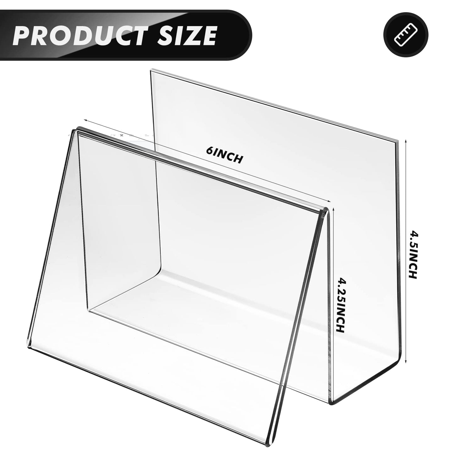 Crtiin 3 Pcs Clear Acrylic Postcard Display Holder Business Card Holder Greeting Card Display Clear Business Stand Rack for Index Organizer Desk Table Home Office, 6 x 4.25 x 4.5 Inches