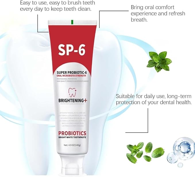 Sp-6 Probiotic,WhiteningToothpaste,ContainingProbiotic Whitening Fluorine-Free, Refreshing Mint Flavor, Whitening Toothpaste (3PC)