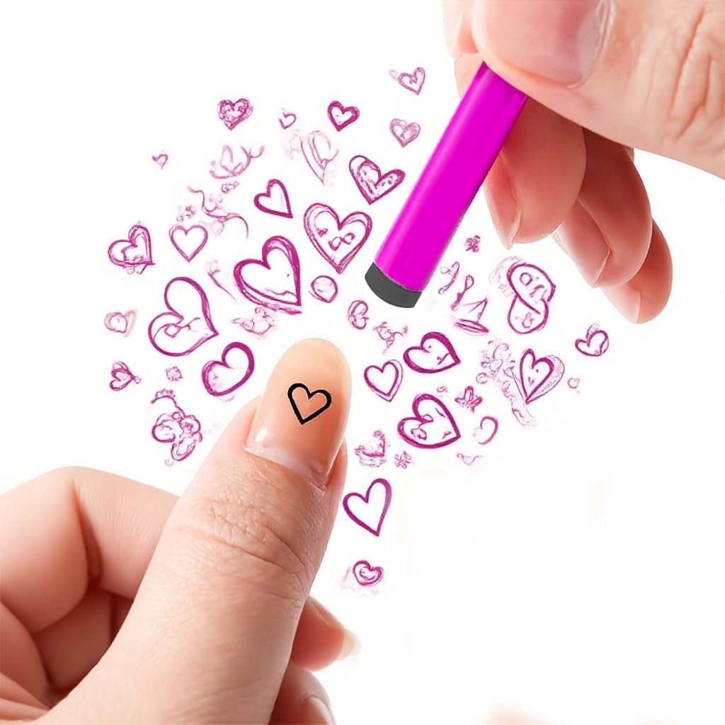 AOUWEY 48 Pcs Nail Stamp Pen Set - Fast DIY Manicure Kit with Floral Butterfly Rose Patterns for Girls Ladies Personal Use