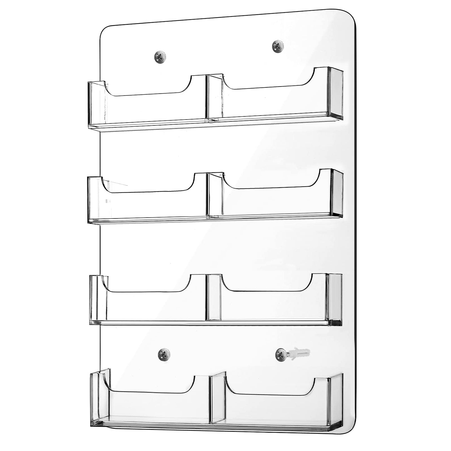 Hillban Acrylic Business Card Holder Wall Mount Clear Sticker Display Rack Multiple Card Holders Clear Acrylic Organizing Sticker Display Stand Pre Drilled(8 Pockets)