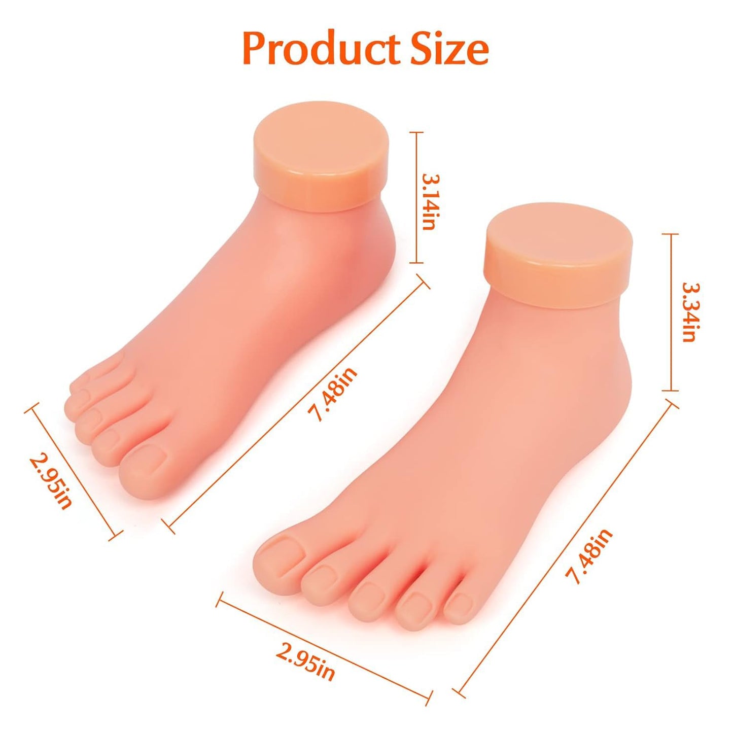 krofaue Practice Fake Foot Model 1 Pair Flexible Soft Silicone Prosthetic Manicure Tool for Nail Tips Art Training
