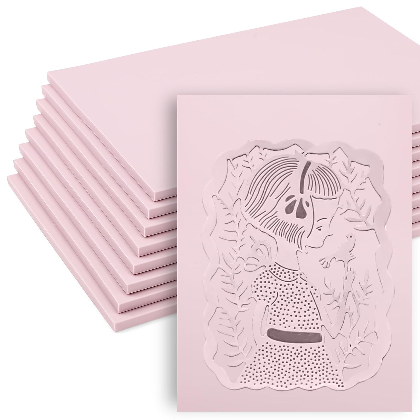 8 Pack 8"x6" Pale Pink Linoleum Blocks for Printmaking, Rubber Stamp Carving Blocks Linoleum Carving Tools for Stamp Maker Printmaking Supplies
