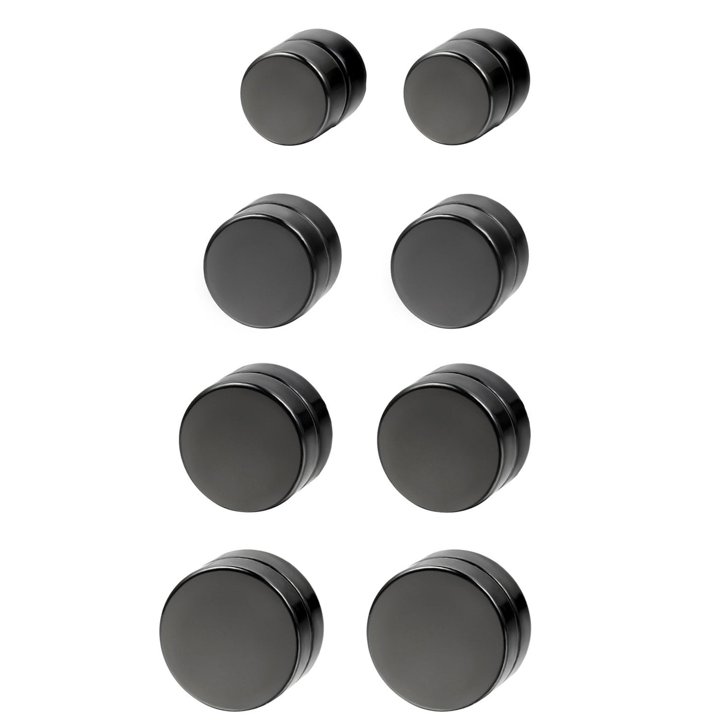 Flongo Men's Women Punk 8PCS 6-12mm Stainless Steel Black Magnetic Non-piercing Clip Fake Cheater Stud Earrings