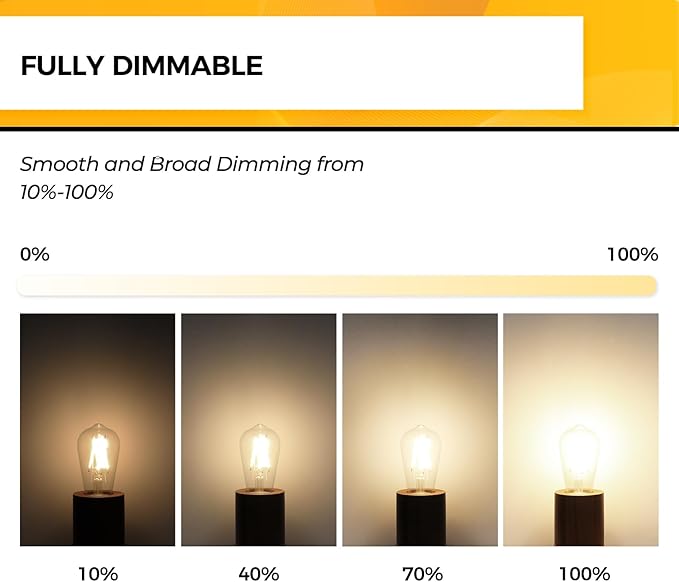 Hizashi Led Edison Bulbs Dimmable, 6W Equivalent 60W, 3000k Soft White, Vintage E26 Base Light Bulbs, 700LM, UL Listed, High CRI 95+ Eye Protection, Clear Glass, Pack of 18