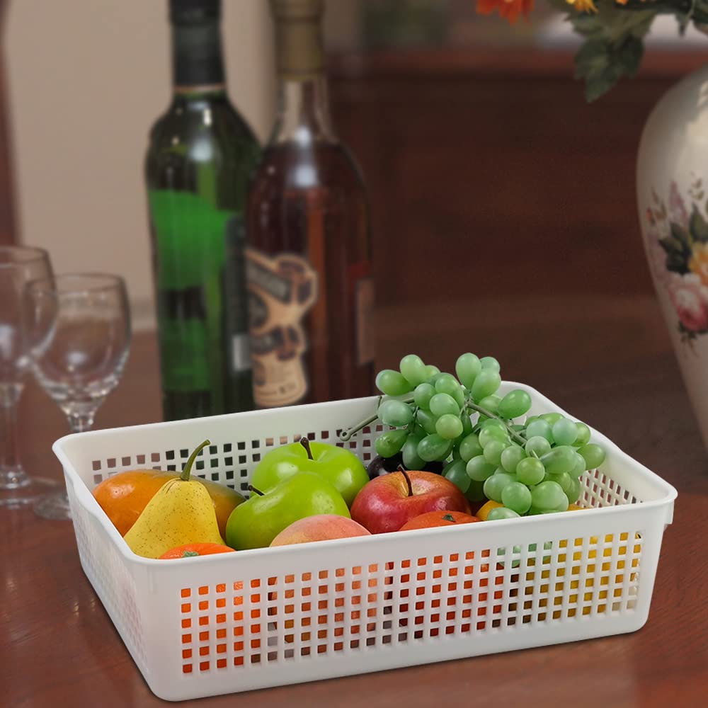 Innouse 6 Pack A4 Paper Size Plastic Storage Baskets, White File Organizer Basket Tray