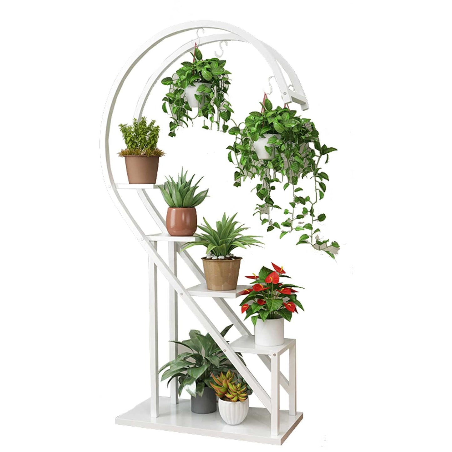 ZHOUYANB 4 Layer Plant Stand Heart-shaped Flower Pot Multifunctional With Hook For Patio Garden Balcony Living Room/a