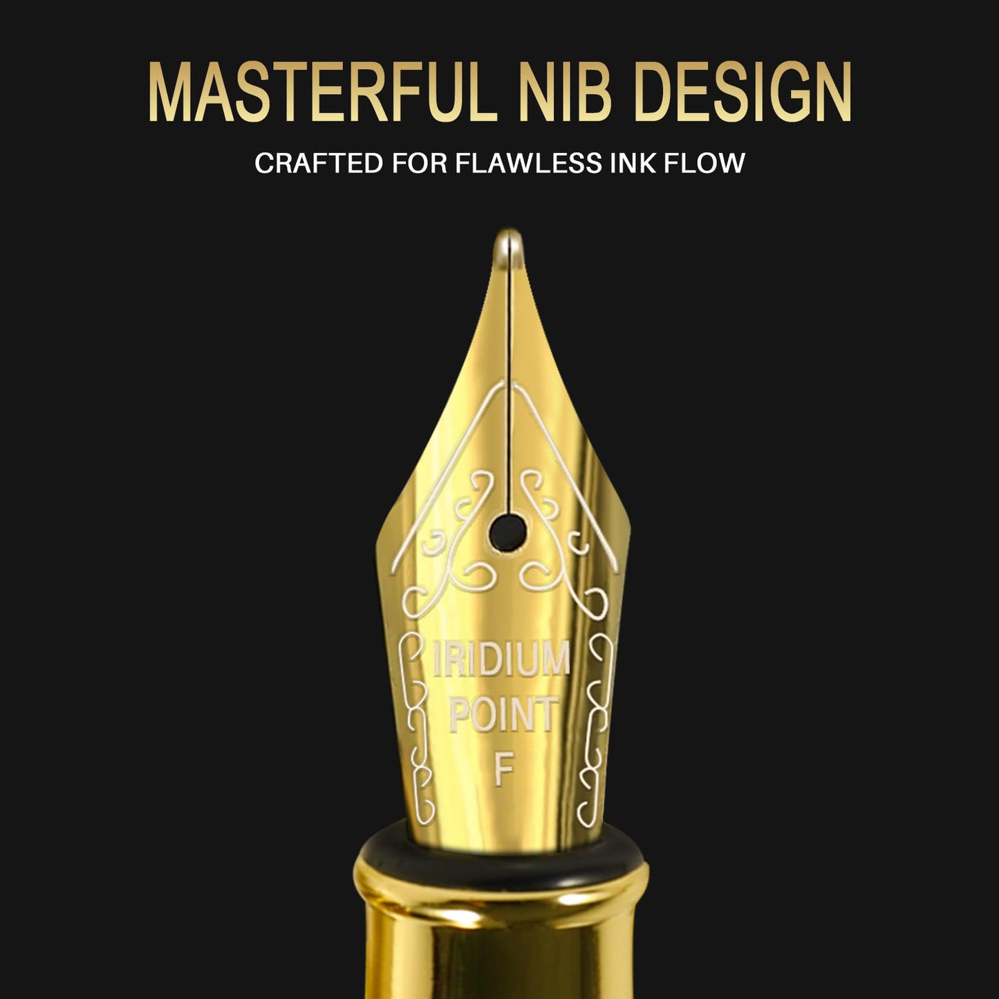 FINTANIX Fountain Pen with Fine Nib | Luxury Black Finish, Smooth Ink Flow, Complete Set with Ink Cartridges, Converter & Sleeve | Ideal for Professionals, Office, Journaling, and Gifts
