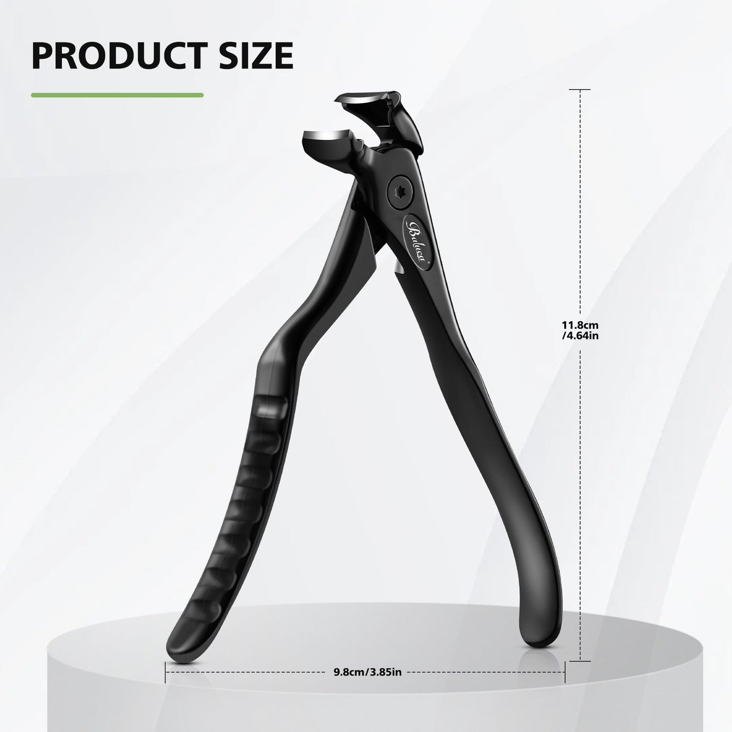BALUCA Ergonomic Nail Clipper for Seniors - Toenail Clipper for Thick Toenails and Fingernails, Long Handle Nail Clippers with Catcher (Black, Long Handle)